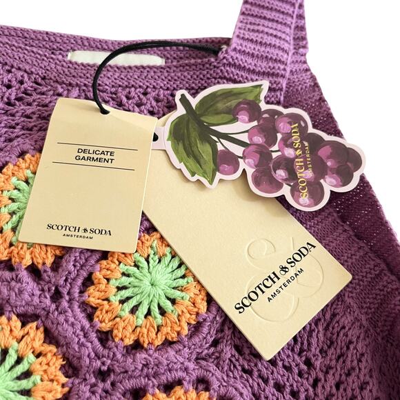 Scotch & Soda Amsterdam Girls Purple Sleeveless Crochet Flower Top Size 12 NWT - Picture 5 of 11